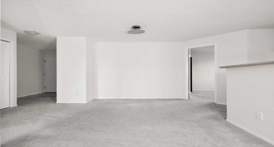 Designated dining space can easily accommodate a large table and hutch