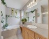 Relax and unwind in the spacious soaker tub.