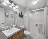Basement bathroom with walk-in shower