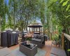 Private treed backyard