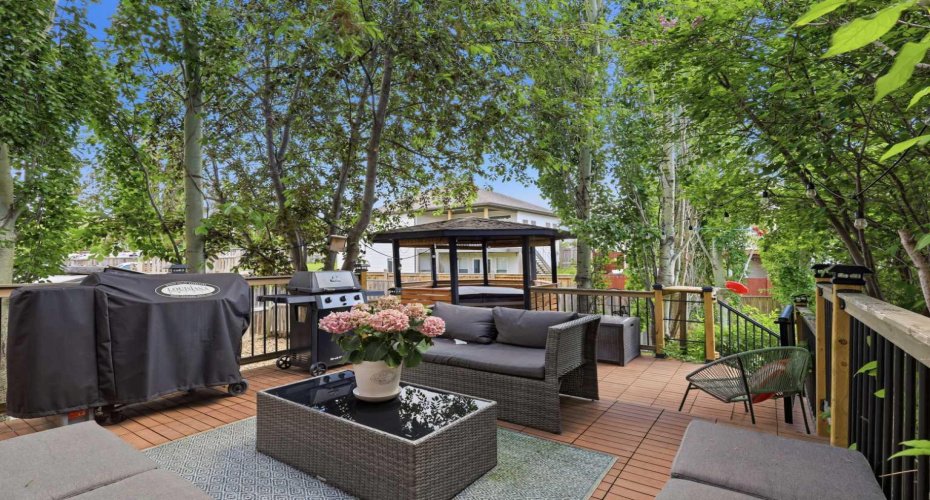 Private treed backyard