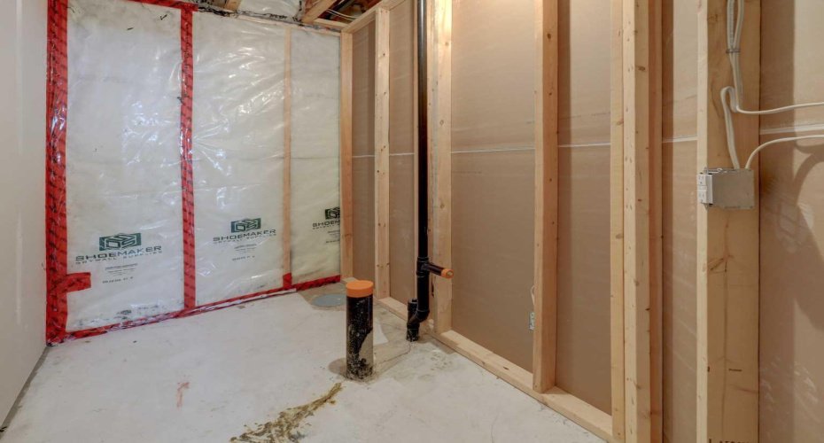 Lower level storage plumbed for future bathroom