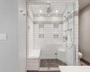 Large rain shower with steam.