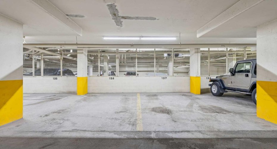 2 side by side titled parking stalls.