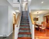 Stepping inside to Brazilian Cherry Hardwood & Limestone Tile~
