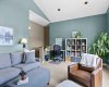 Tucked at the top of the stairs, a built-in workspace makes room for homework sessions or a work-from-home setup without giving up a bedroom.