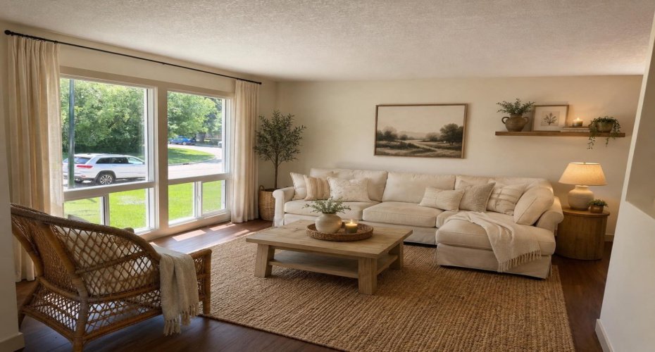 Virtually staged living room main floor