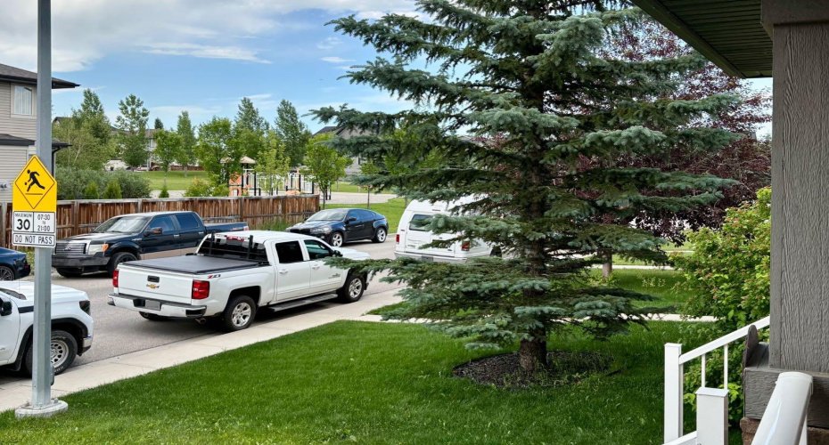 View of playground from front step