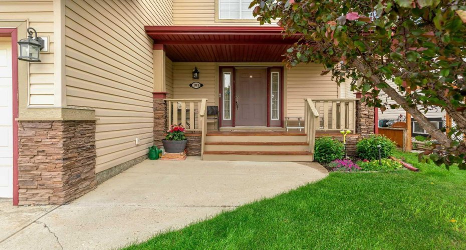Walking up to the front porch.