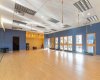 Yoga studio with floating hardwood floor