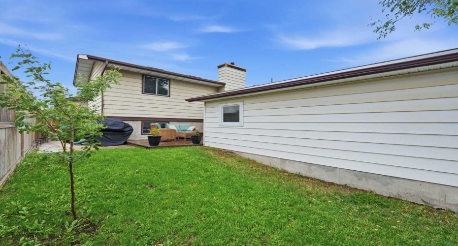 Large back yard with double detached garage