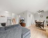 Hardwood floors, open living room that opens up to the dining
