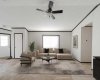 (Adding virtual unattached goods (chattels) of realistic size to property photos in order to give perspective on room dimensions.)
