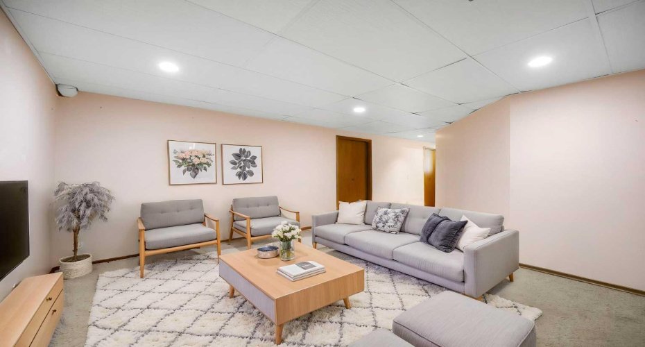 Basement Rec Room Virtually Staged
