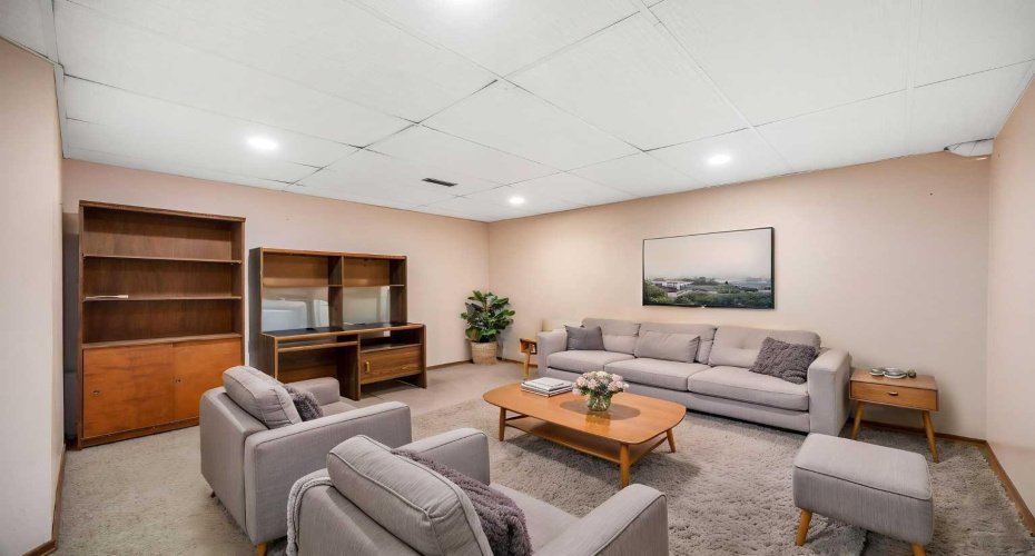 Basement Rec Room Virtually Staged