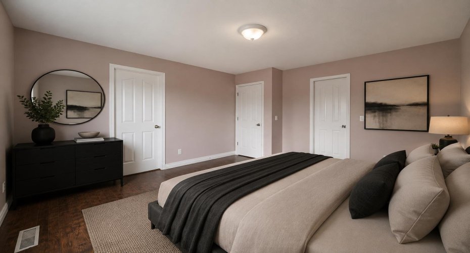 (Adding virtual unattached goods (chattels) of realistic size to property photos in order to give perspective on room dimensions.)