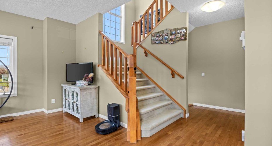 Stairs to upper and lower levels
