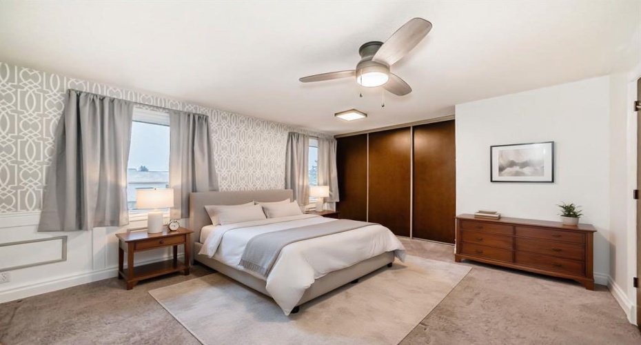 Virtually staged primary bedroom