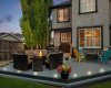 Another look at the beautifully lit deck at twilight, where the outdoor living space truly shines. Another look at the beautifully lit deck at twilight, where the outdoor living space truly shines.