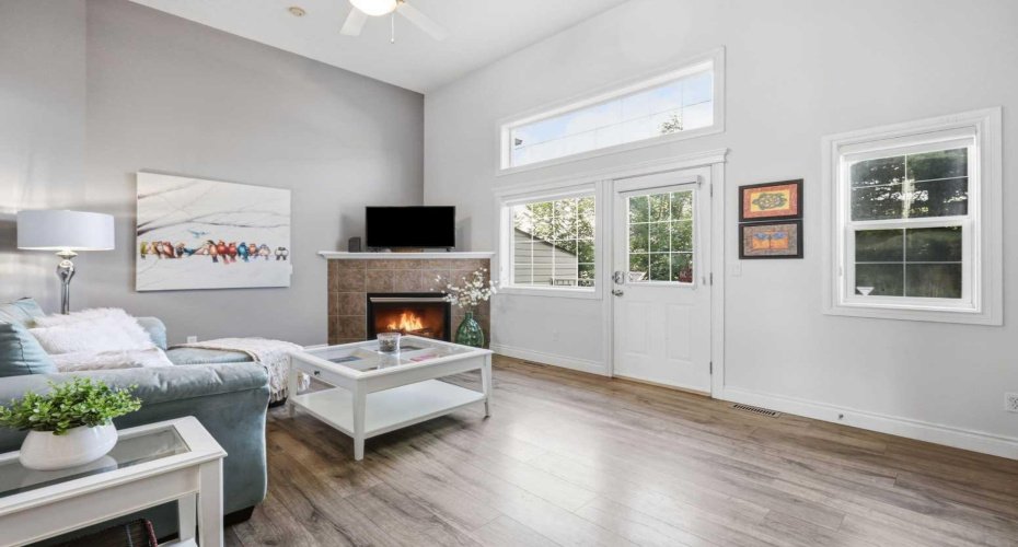 Living room with east facing windows