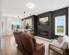 Oversized windows & a custom fireplace