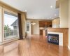 Living Room with 3 way fireplace