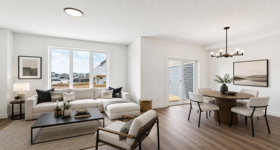 VIRTUALLY STAGED • Living Room & Dining Area