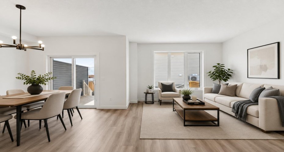 VIRTUALLY STAGED • Dining Area & Living Room
