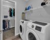 Convienient upper level laundry room attatched to primary walk in closet