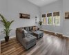 Living room with 11' plus ceilings