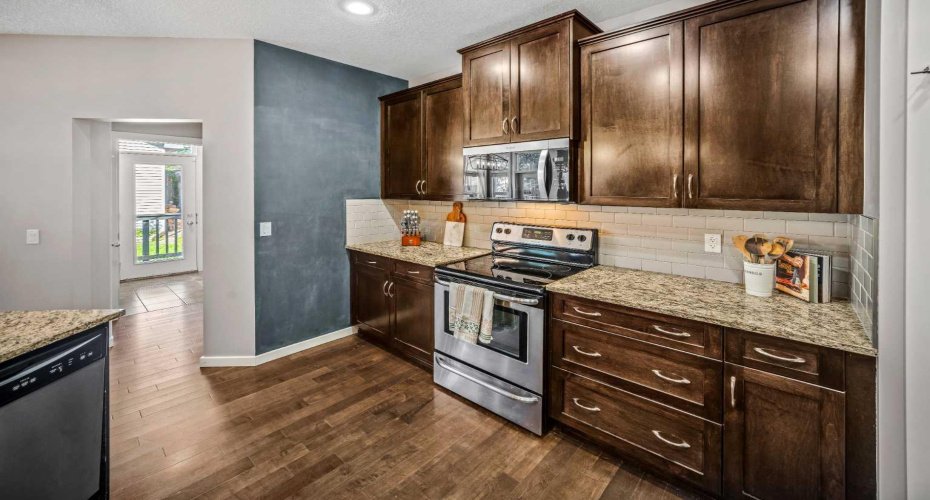 Well planned cabinetry and counter space support easy everyday cooking.