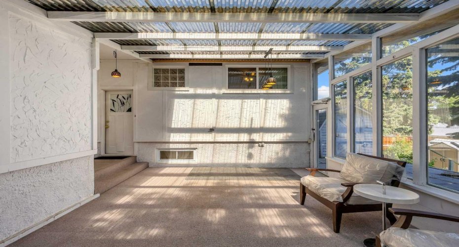 sun room to basement and to the private backyard