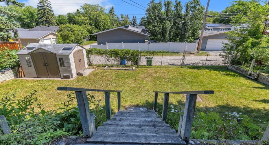 gently slope backyard, , flat at the bottom
