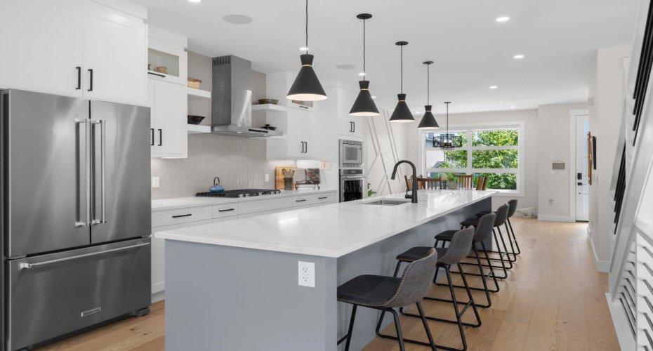 Stunning kitchen with massive island to gather