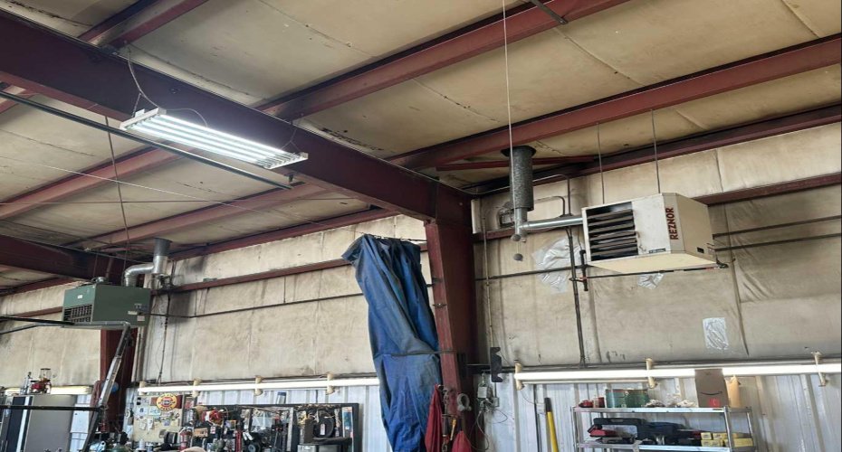 rubberized curtains, overhead heaters